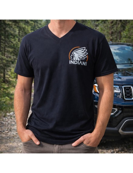 T-shirt INDIANCARS col "V" noir
